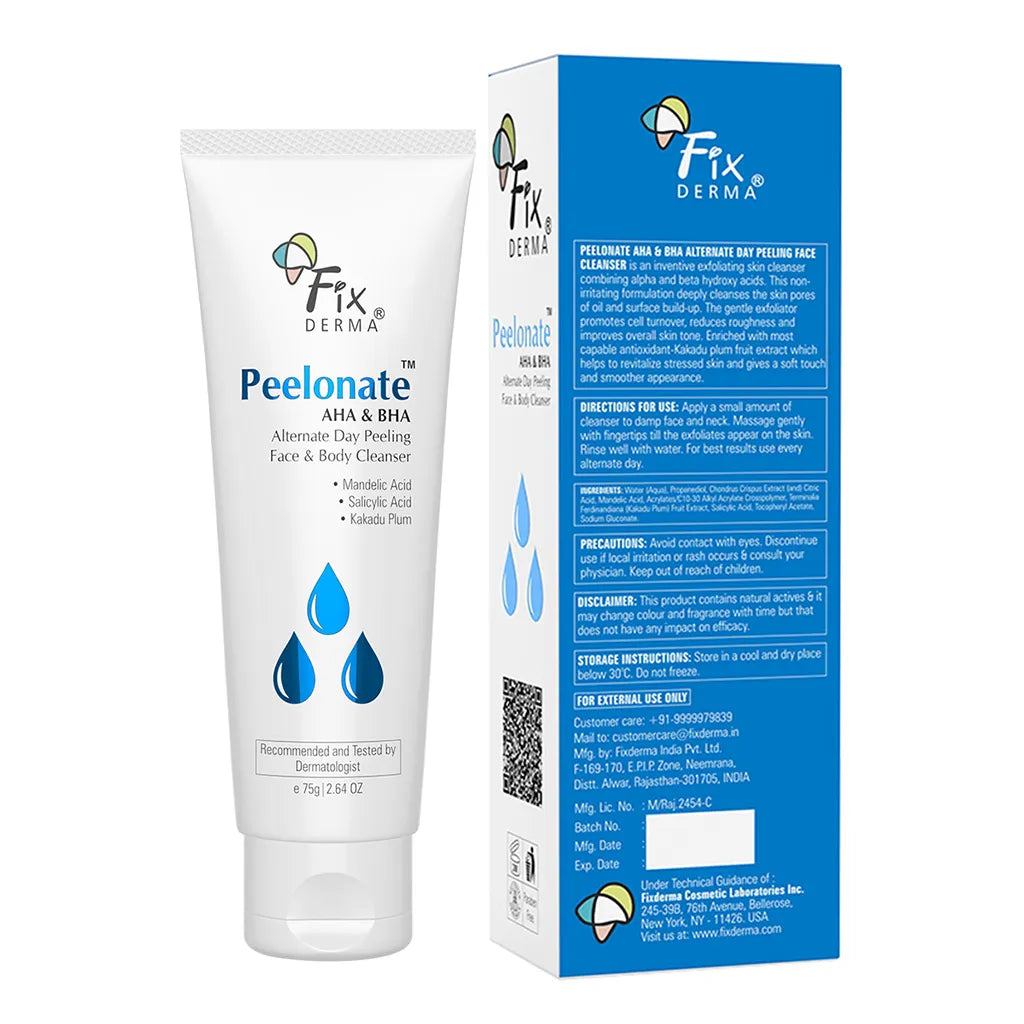 1% salicylic acid, 2% Mandelic acid and 1% kakadu plum -  Exfoliating cleanser for face and body - Peelonate AHA & BHA