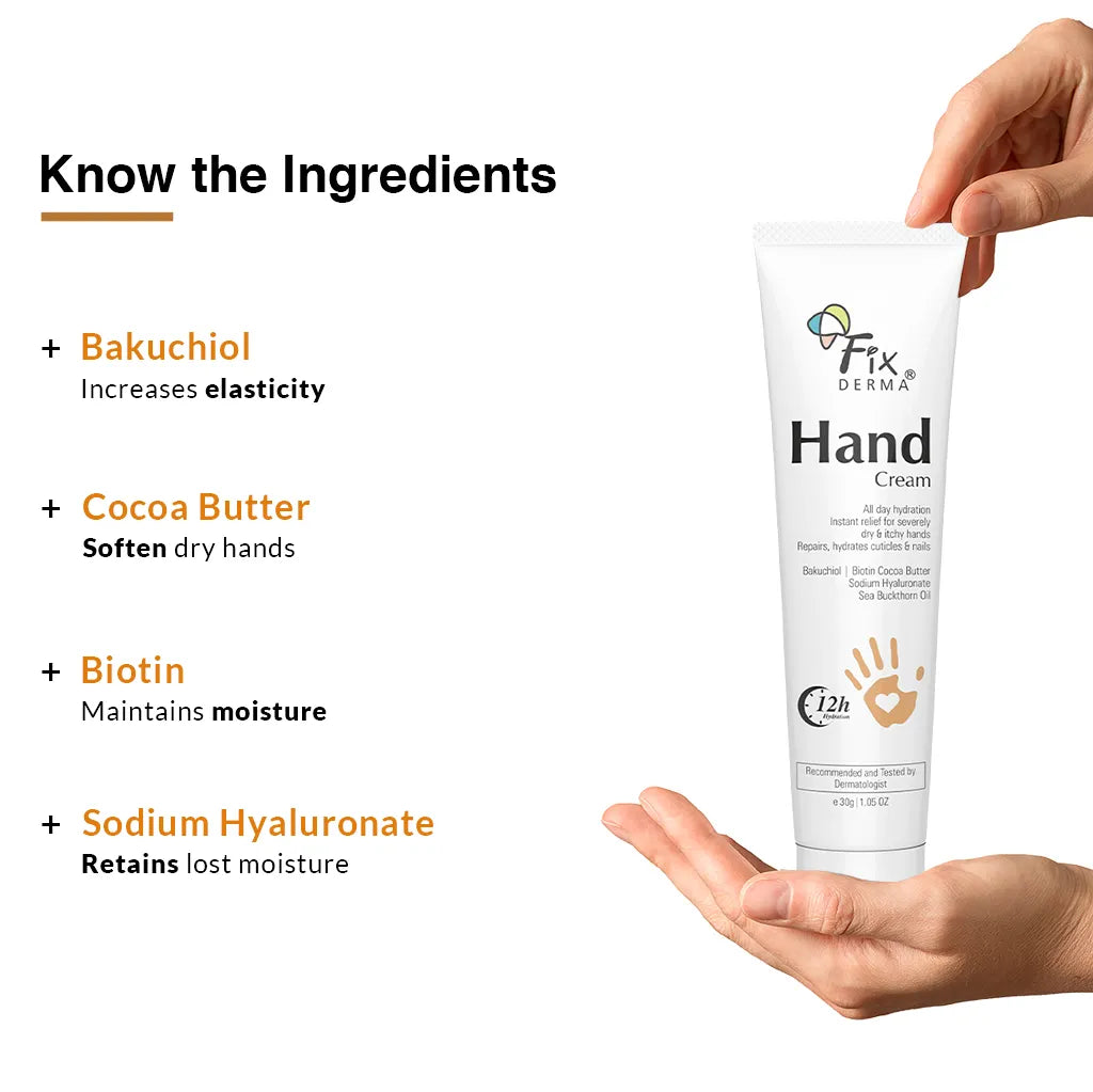 Hand Cream with Biotin, cocoa butter, sodium hyaluronate and bakuchiol
