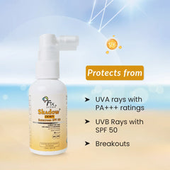 Shadow Dewy SPF 50 Sunscreen Spray protects from UVA & UVB rays as well as breakouts