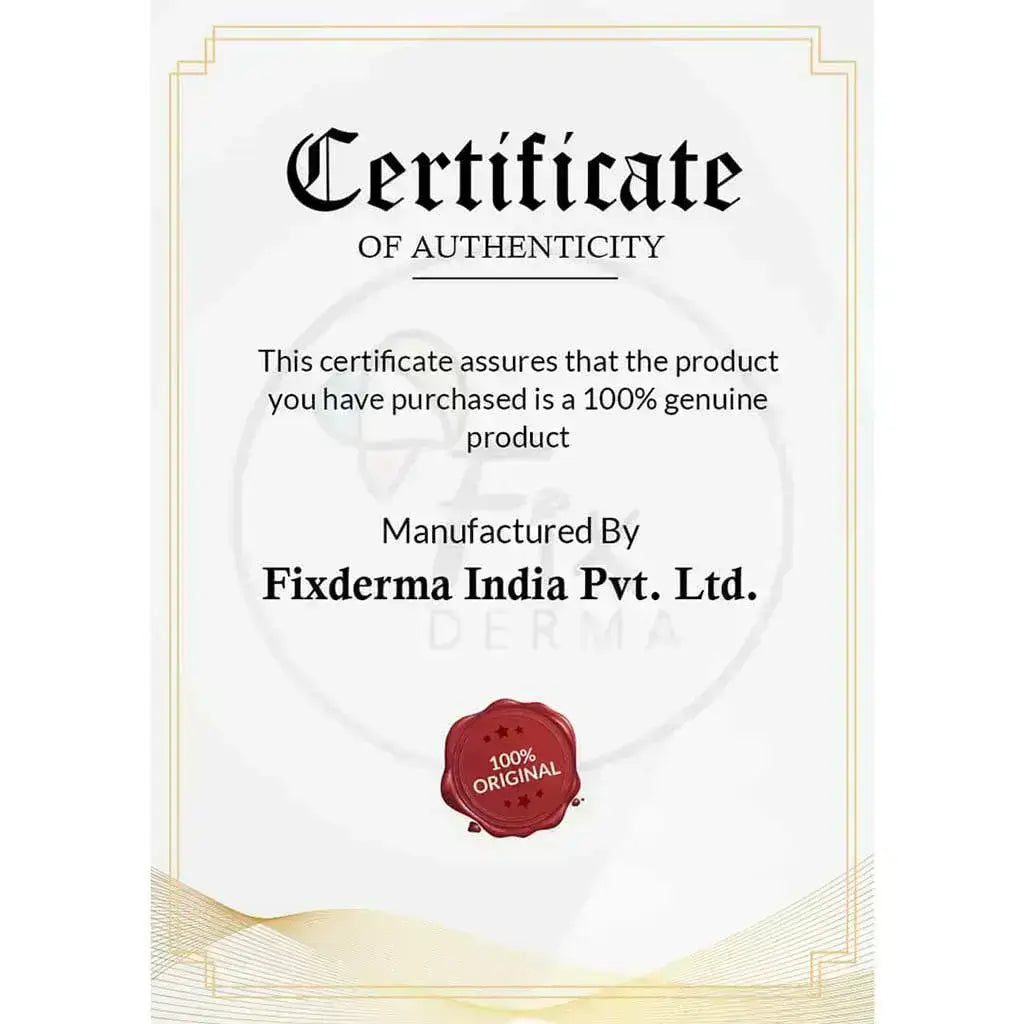 Fixderma Certificate of Authenticity