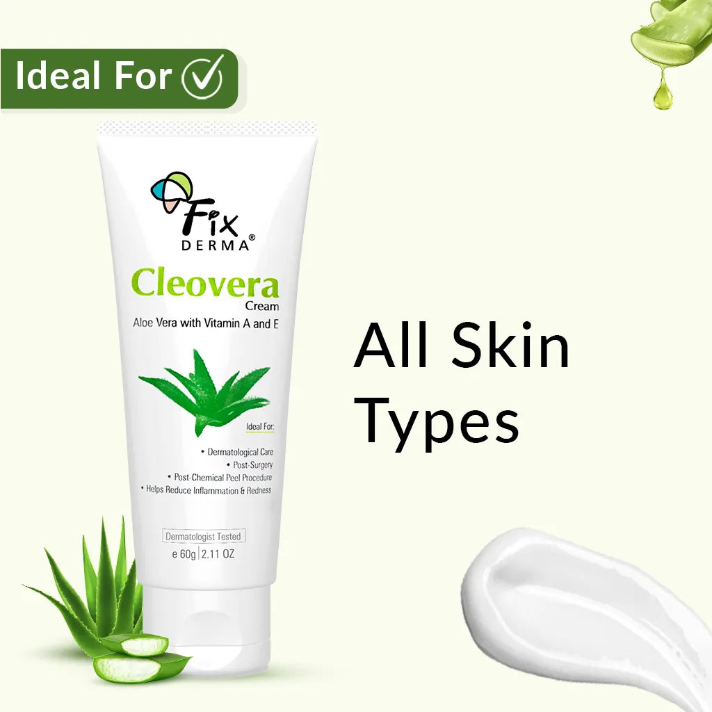 10% Aloe Vera, 0.2% Vitamin E, 0.4% Vitamin A - Cleovera Cream for Sensitive Skin