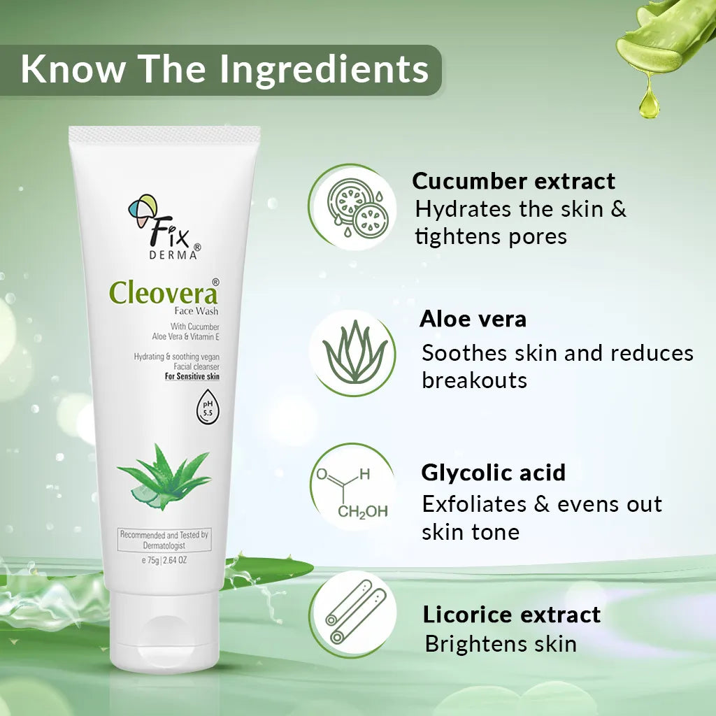 The ingredients of Fixderma Cleovera & Cucumber Face Wash