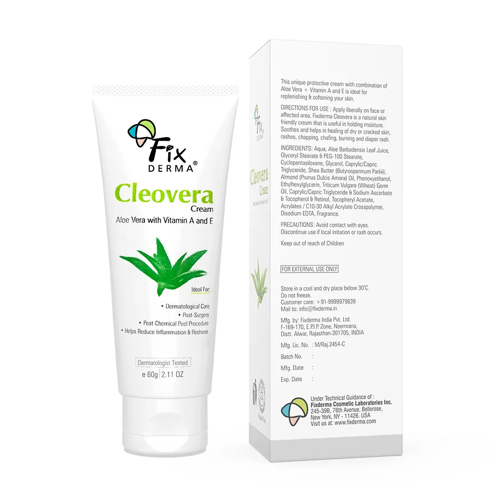 10% Aloe Vera, 0.2% Vitamin E, 0.4% Vitamin A - Cleovera Cream for Sensitive Skin