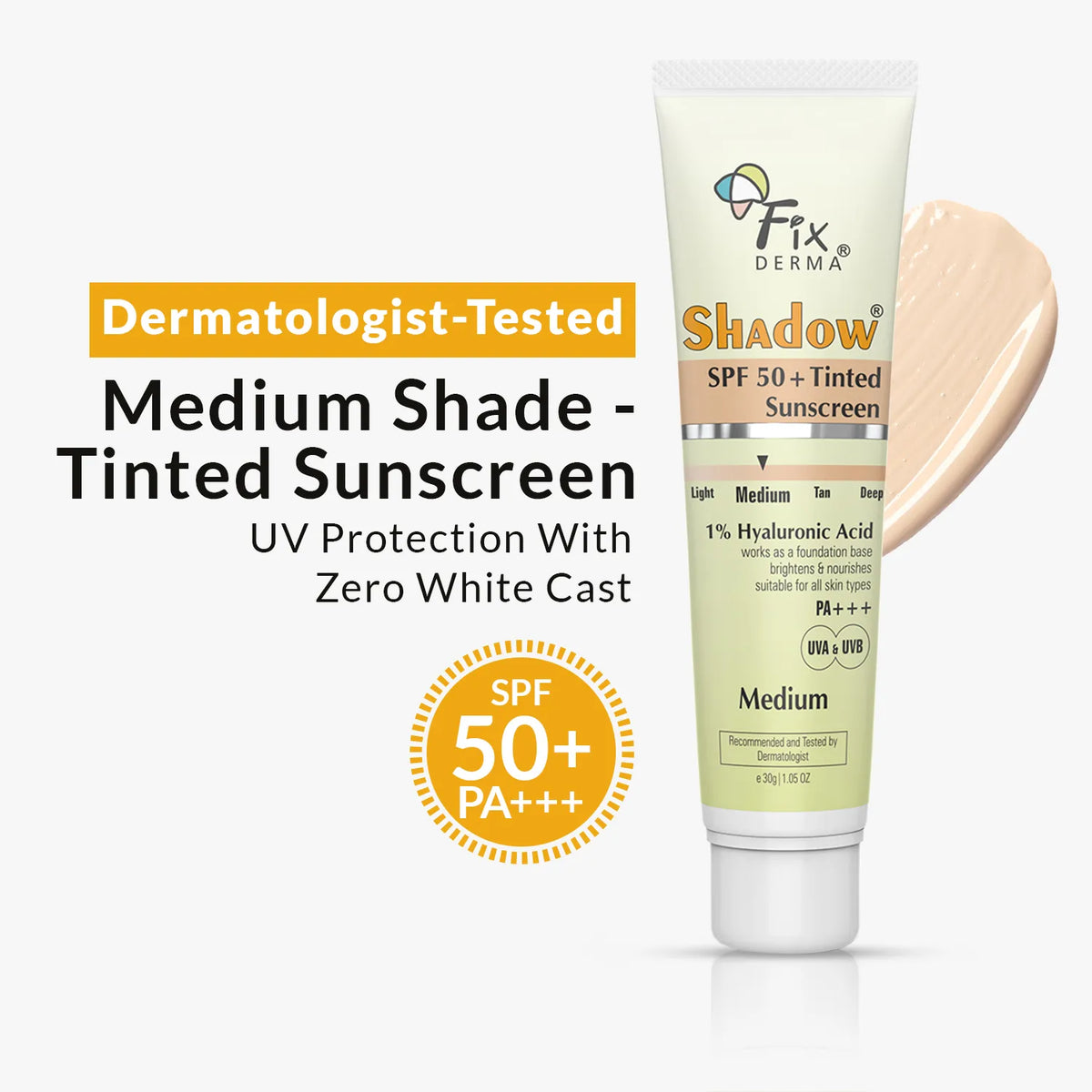 Dermatologist Tested Tinted Sunscreen SPF 50- Medium Shade
