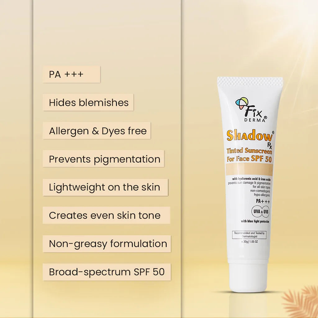 Shadow Rx Tinted Sunscreen For Face SPF 50 – Fixderma Skincare