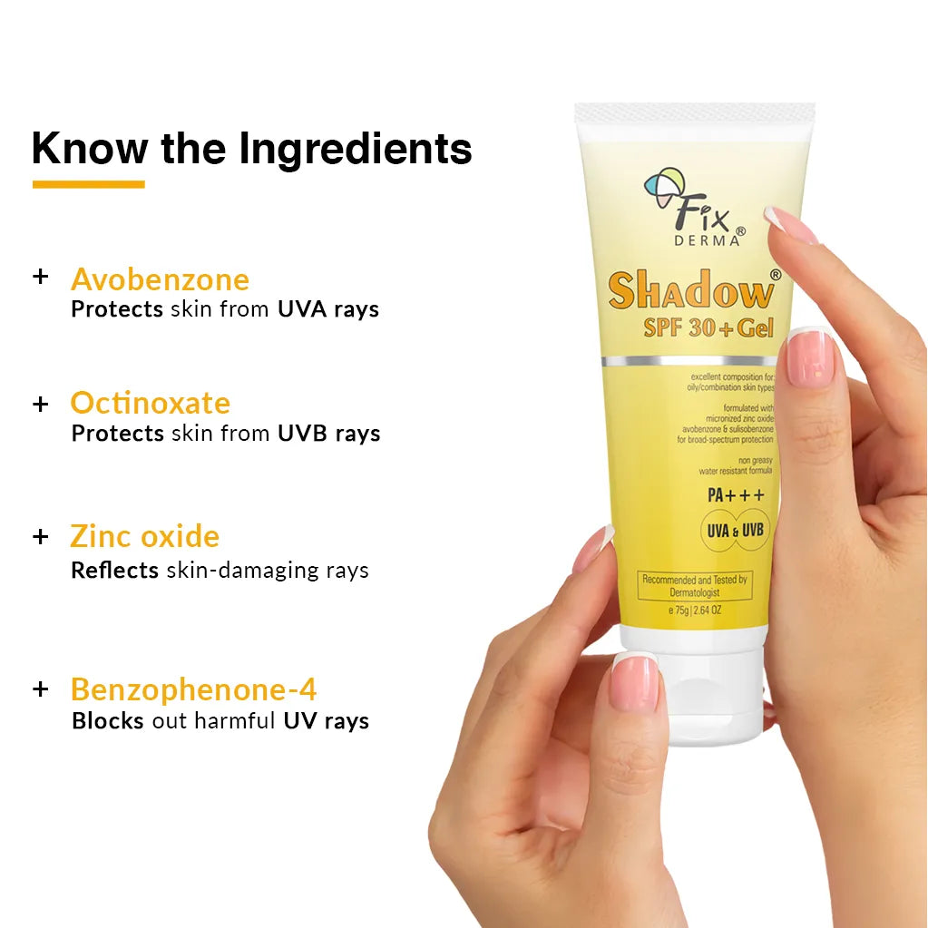 Shadow Sunscreen For Oily Skin SPF 30+ Gel - Acne Prone – Fixderma