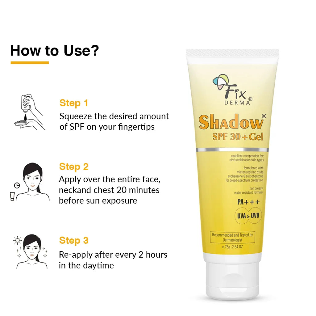 Shadow Sunscreen For Oily Skin SPF 30+ Gel - Acne Prone 75g Pack of 2