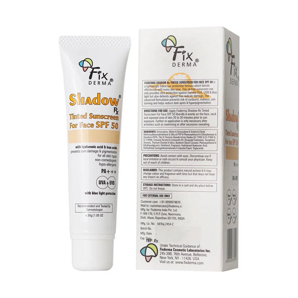 Shadow Rx Tinted Sunscreen For Face SPF 50 – Fixderma Skincare