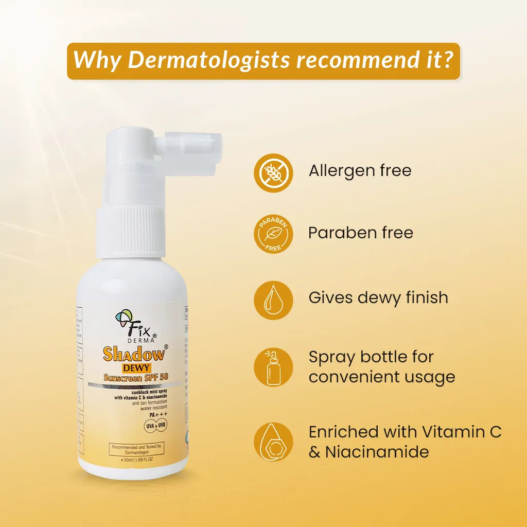 Dermatologists recommended Shadow Dewy SPF 50 Sunscreen Spray