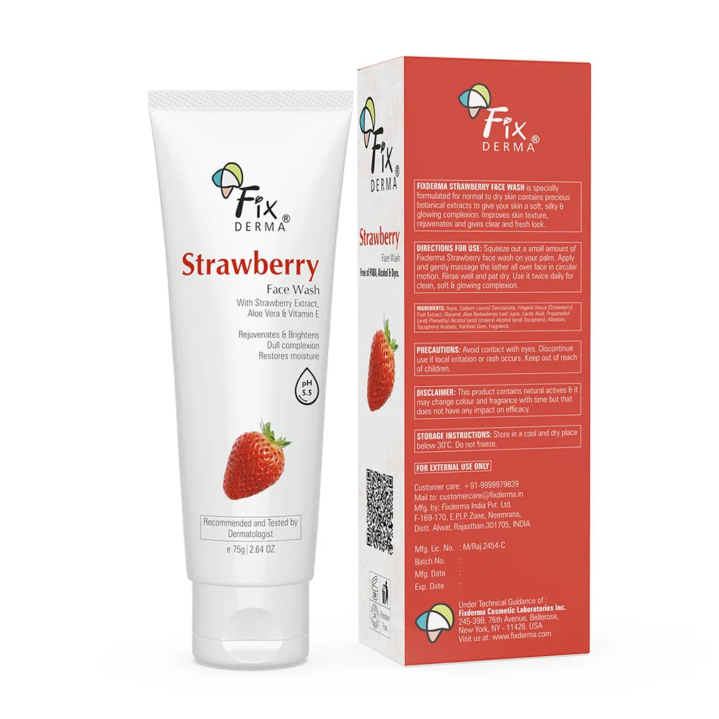 0.2% Vitamin E, 1% Aloe vera, 1% Lactic acid - Strawberry Face Wash