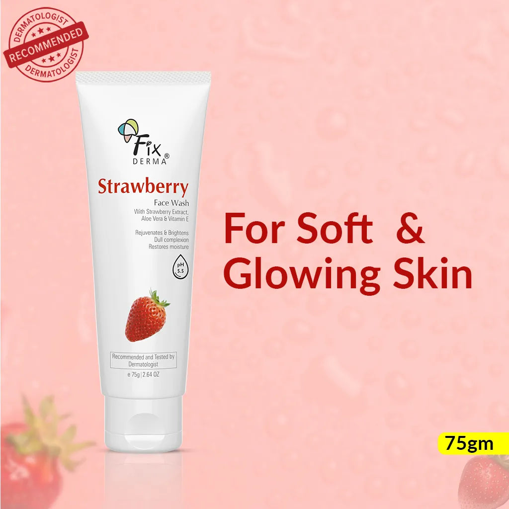 Fixderma Strawberry Face Wash (75g) for soft & glowing skin