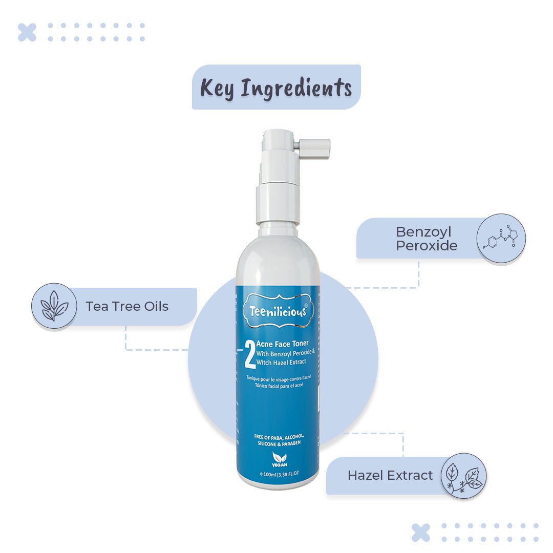 Teenilicious Acne Face Toner With Benzoyl Peroxide 100ml - For Inflamed Acne Prone Skin
