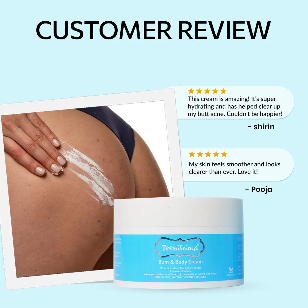 Teenilicious Bum Body Cream with Retistar & Shea Butter for Butt Acne