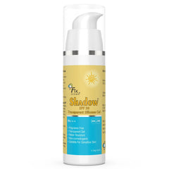 30gm Bottle of Fixderma Shadow Sunscreen SPF 30 Transparent Silicone Gel, placed against a white background