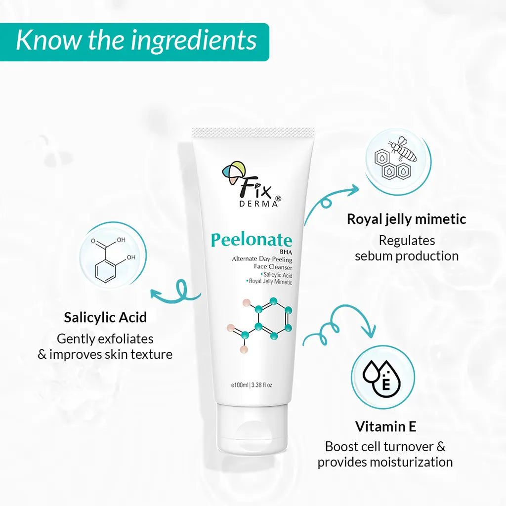 0.61% Salicylic Acid, 0.12% Vitamin E, Peelonate BHA Face and Body Cleanser for Oily & Acne-Prone skin