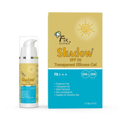 Bottle of Shadow Sunscreen SPF 30 Transparent Silicone Gel next to its box
