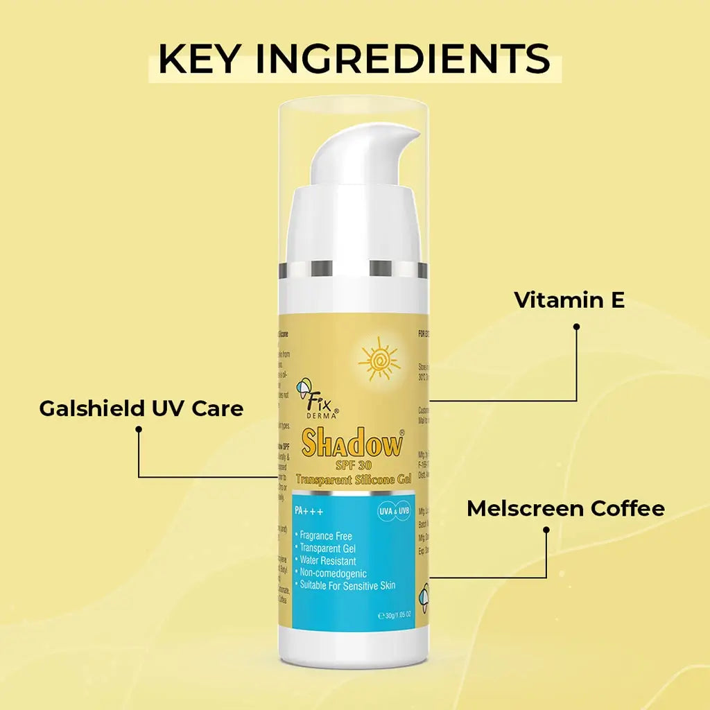 Key Ingredients of Shadow Sunscreen SPF 30 Transparent Silicone Gel